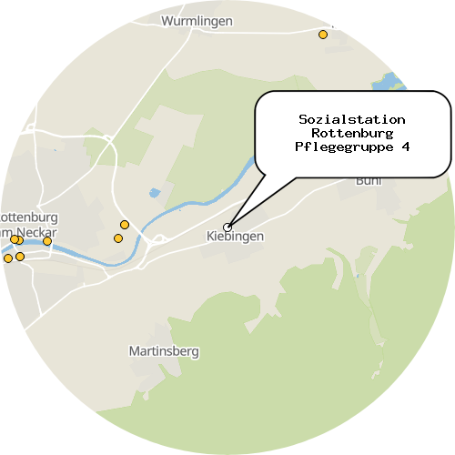 Kartenausschnitt für die Firma Sozialstation Rottenburg Pflegegruppe 4