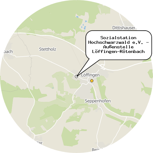 Kartenausschnitt für die Firma Sozialstation Hochschwarzwald e.V. - Außenstelle Löffingen-Rötenbach