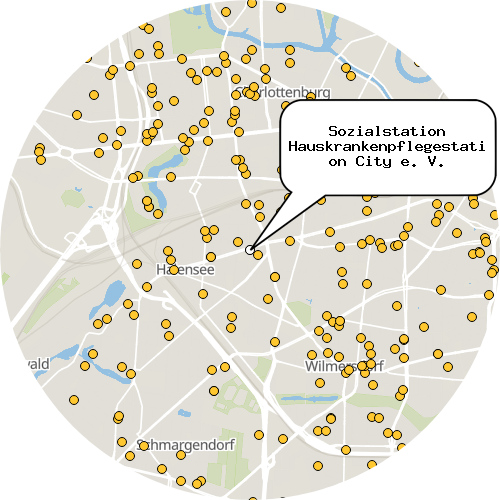 Kartenausschnitt für die Firma Sozialstation Hauskrankenpflegestation City e. V.