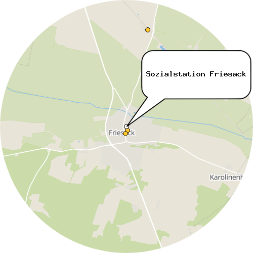 Kartenausschnitt für die Firma Sozialstation Friesack