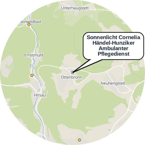 Kartenausschnitt für die Firma Sonnenlicht Cornelia Händel-Hunziker  Ambulanter Pflegedienst