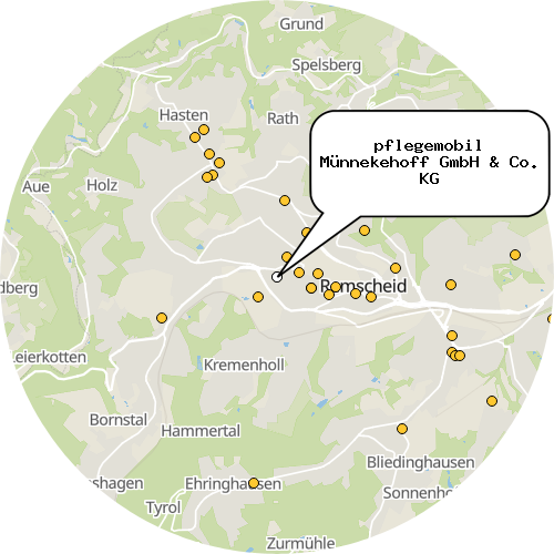 Kartenausschnitt für die Firma pflegemobil Münnekehoff GmbH & Co. KG