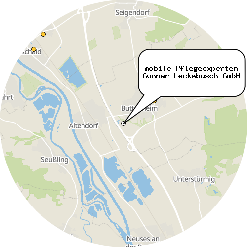 Kartenausschnitt für die Firma mobile Pflegeexperten Gunnar Leckebusch GmbH