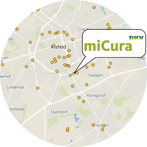Kartenausschnitt für die Firma miCura Pflegedienste Krefeld GmbH