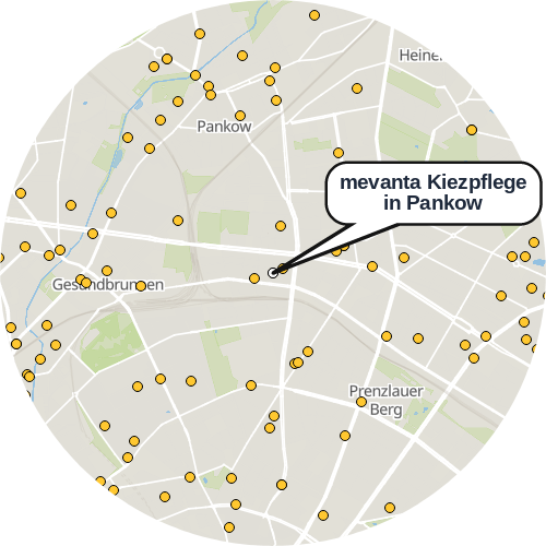 Kartenausschnitt für die Firma mevanta Kiezpflege in Pankow