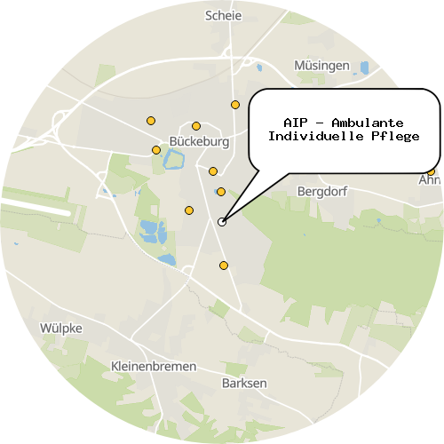 Kartenausschnitt für die Firma AIP - Ambulante Individuelle Pflege