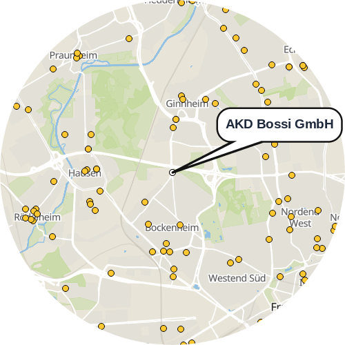 Kartenausschnitt für die Firma AKD Bossi GmbH