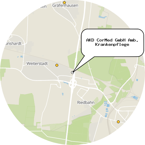 Kartenausschnitt für die Firma AKD CorMed GmbH Amb. Krankenpflege