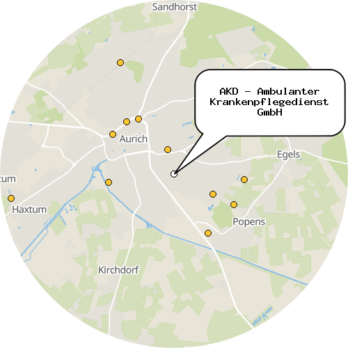 Kartenausschnitt für die Firma AKD - Ambulanter Krankenpflegedienst GmbH