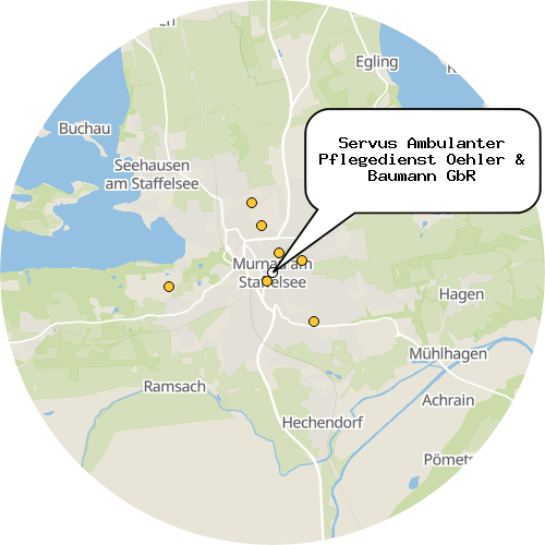 Kartenausschnitt für die Firma Servus Ambulanter Pflegedienst Oehler & Baumann GbR