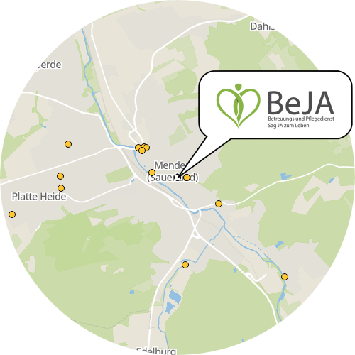 Kartenausschnitt für die Firma BeJA - Pflege GmbH