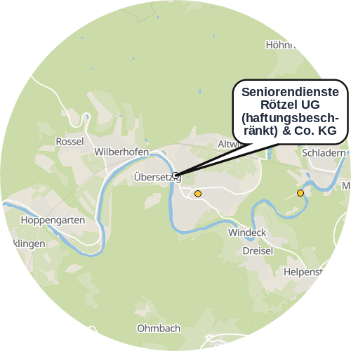Kartenausschnitt für die Firma Seniorendienste Rötzel UG (haftungsbeschränkt) & Co. KG