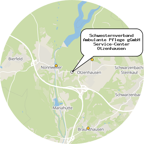 Kartenausschnitt für die Firma Schwesternverband Ambulante Pflege gGmbH Service-Center Otzenhausen