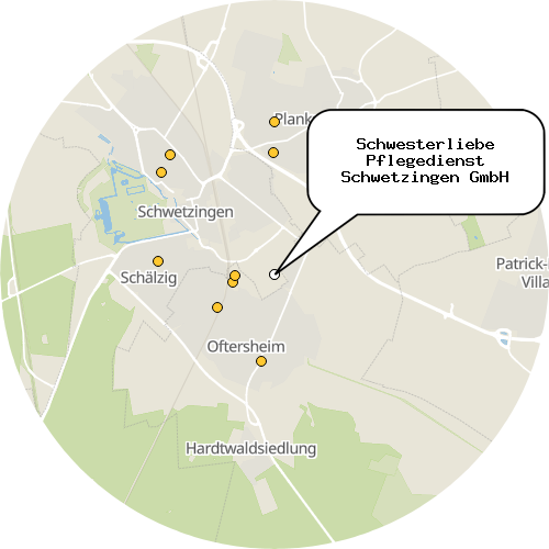 Kartenausschnitt für die Firma Schwesterliebe Pflegedienst Schwetzingen GmbH
