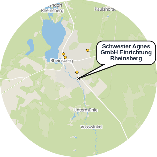Kartenausschnitt für die Firma Schwester Agnes GmbH Einrichtung Rheinsberg