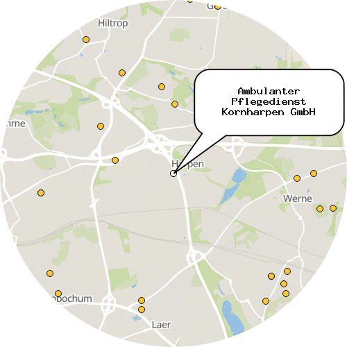 Kartenausschnitt für die Firma Ambulanter Pflegedienst Kornharpen GmbH
