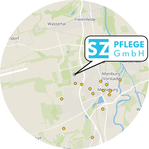 Kartenausschnitt für die Firma SZ Pflege GmbH