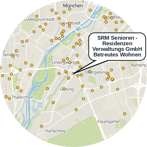 Kartenausschnitt für die Firma SRM Senioren - Residenzen Verwaltungs GmbH Betreutes Wohnen