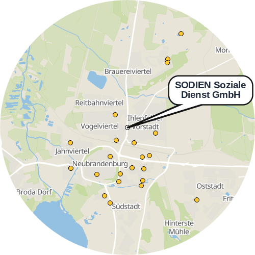 Kartenausschnitt für die Firma SODIEN Soziale Dienst GmbH