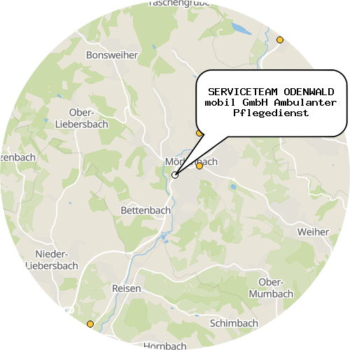 Kartenausschnitt für die Firma SERVICETEAM ODENWALD mobil GmbH Ambulanter Pflegedienst