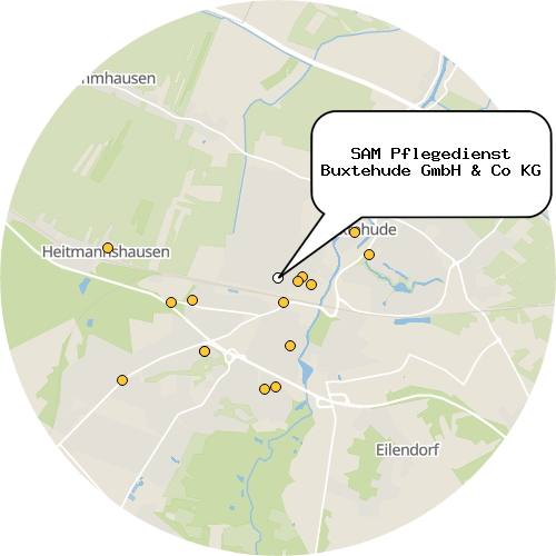 Kartenausschnitt für die Firma SAM Pflegedienst Buxtehude GmbH & Co KG