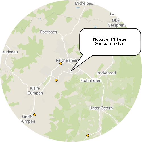 Kartenausschnitt für die Firma Mobile Pflege Gersprenztal