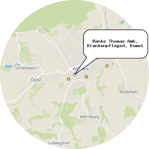 Kartenausschnitt für die Firma Ranke Thomas Amb. Krankenpfleged. Komet