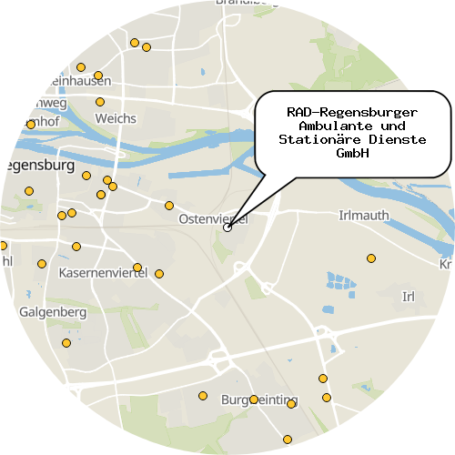 Kartenausschnitt für die Firma RAD-Regensburger Ambulante und Stationäre Dienste GmbH