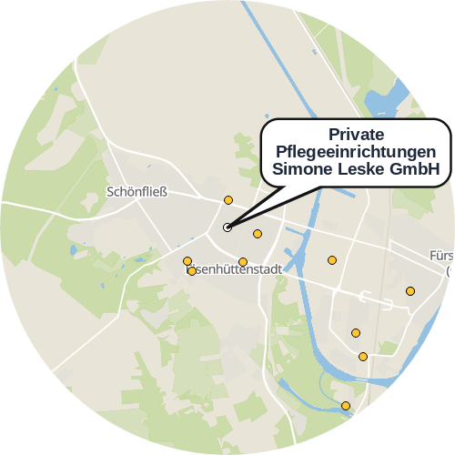 Kartenausschnitt für die Firma Private Pflegeeinrichtungen Simone Leske GmbH