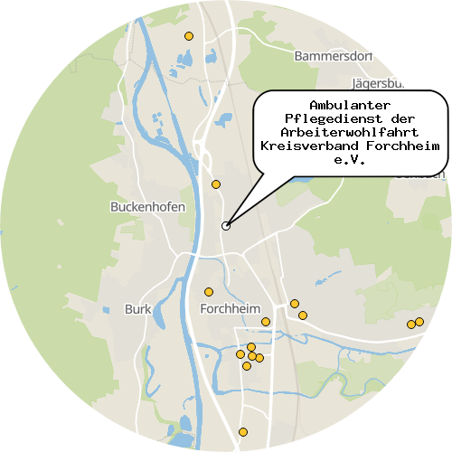 Kartenausschnitt für die Firma Ambulanter Pflegedienst der Arbeiterwohlfahrt Kreisverband Forchheim e.V.
