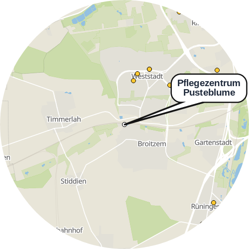 Kartenausschnitt für die Firma Pflegezentrum Pusteblume