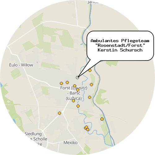 Kartenausschnitt für die Firma Ambulantes Pflegeteam "Rosenstadt/Forst" Kerstin Schursch