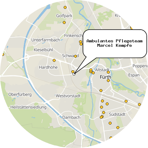 Kartenausschnitt für die Firma Ambulantes Pflegeteam Marcel Kempfe