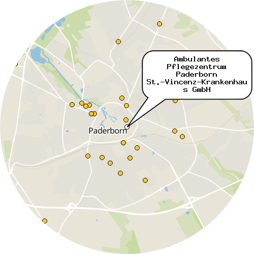 Kartenausschnitt für die Firma Ambulantes Pflegezentrum Paderborn St.-Vincenz-Krankenhaus GmbH