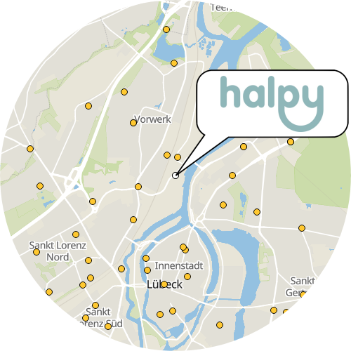 Kartenausschnitt für die Firma halpy GmbH