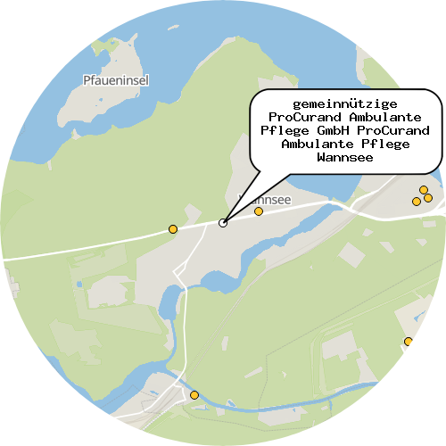 Kartenausschnitt für die Firma gemeinnützige ProCurand Ambulante Pflege GmbH ProCurand Ambulante Pflege Wannsee
