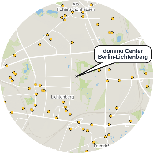 Kartenausschnitt für die Firma domino Center Berlin-Lichtenberg