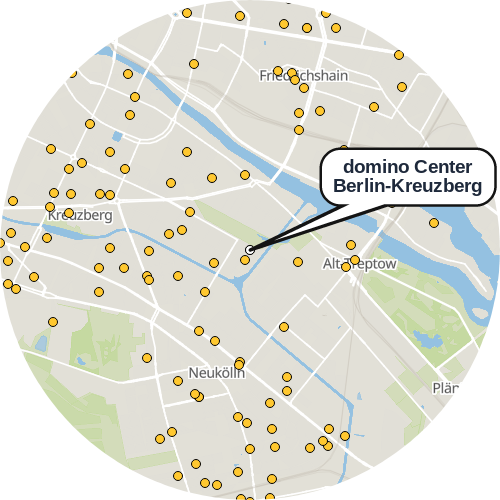 Kartenausschnitt für die Firma domino Center Berlin-Kreuzberg