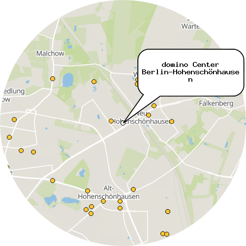 Kartenausschnitt für die Firma domino Center Berlin-Hohenschönhausen
