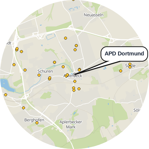 Kartenausschnitt für die Firma APD Dortmund