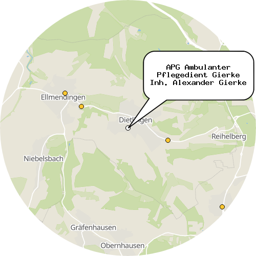 Kartenausschnitt für die Firma APG Ambulanter Pflegedient Gierke Inh. Alexander Gierke