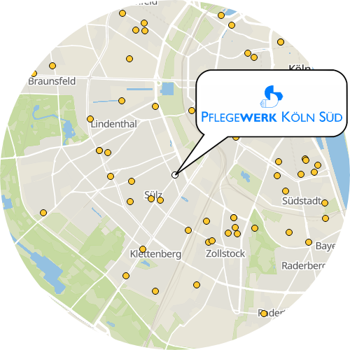 Kartenausschnitt für die Firma Pflegewerk Köln Süd gGmbH