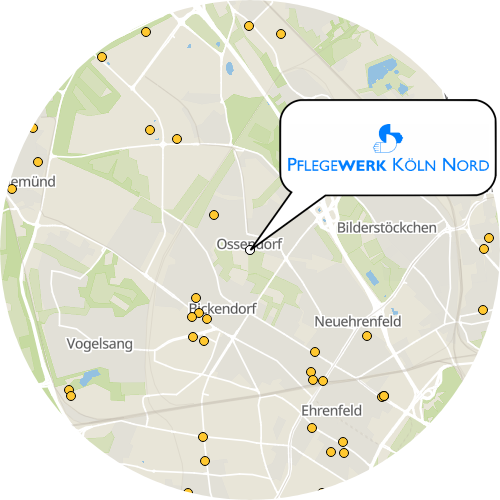 Kartenausschnitt für die Firma Pflegewerk Köln Nord gGmbH