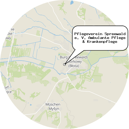 Kartenausschnitt für die Firma Pflegeverein Spreewald e. V. Ambulante Pflege & Krankenpflege