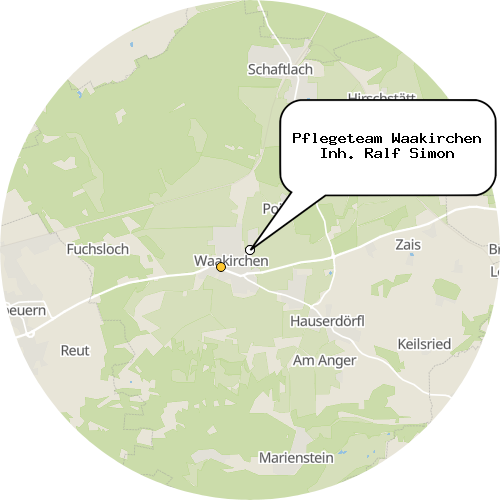 Kartenausschnitt für die Firma Pflegeteam Waakirchen Inh. Ralf Simon