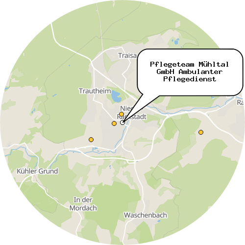 Kartenausschnitt für die Firma Pflegeteam Mühltal GmbH Ambulanter Pflegedienst