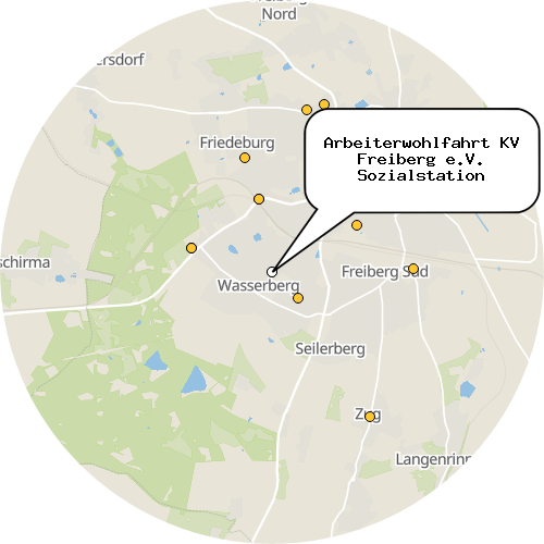 Kartenausschnitt für die Firma Arbeiterwohlfahrt KV Freiberg e.V. Sozialstation