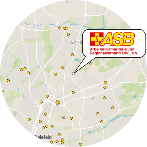 Kartenausschnitt für die Firma Arbeiter-Samariter-Bund RV  OWL e. V.