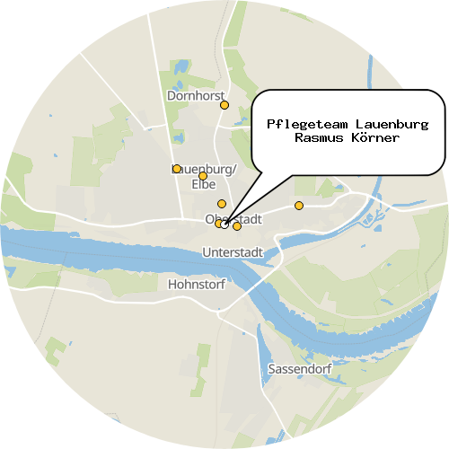 Kartenausschnitt für die Firma Pflegeteam Lauenburg Rasmus Körner