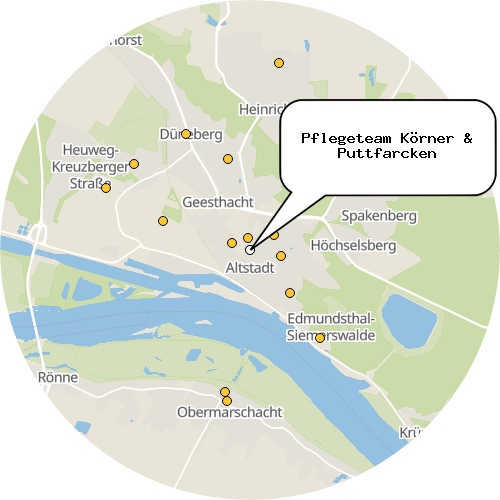 Kartenausschnitt für die Firma Pflegeteam Körner & Puttfarcken